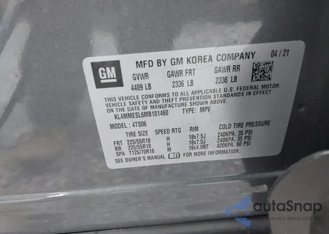 2021 Buick Encore Gx Awd Select from USA, damaged, VIN KL4MMESL6MB181460